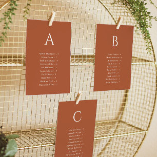 Tarjeta de gráfico de asientos de Boda alfabético 