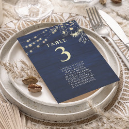 Tarjeta de gráfico de asientos de boda azul marino