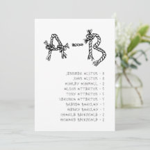 Tarjeta de Gráfico de Asientos de Boda con Alfabet