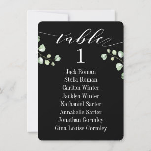 Tarjeta de gráfico de asientos de boda de caligraf