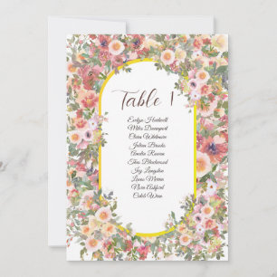Tarjeta de Gráfico de Asientos de Boda Floral Vint