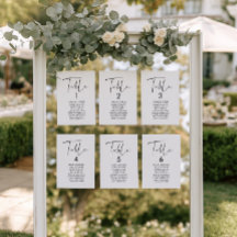 Tarjeta de Gráfico de Asientos de Boda Minimalista
