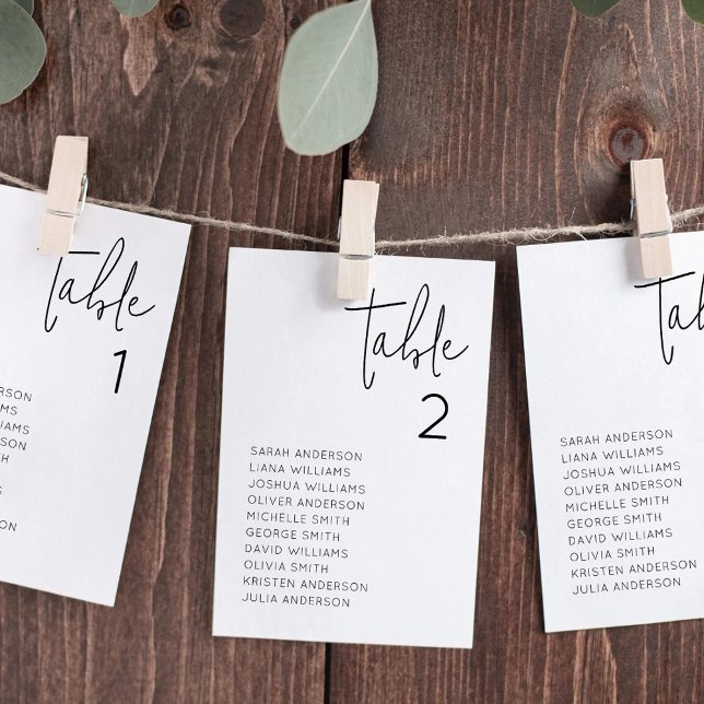 Tarjeta de Gráfico de Asientos de Boda Minimalista (Subido por el creador)