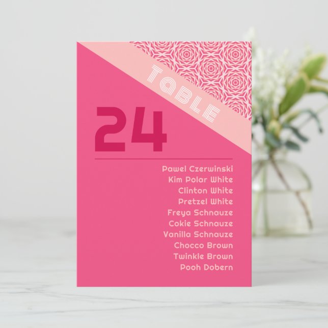 Tarjeta de gráfico de asientos de Boda rojo para R (Anverso de pie)