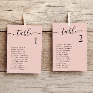 Tarjeta de gráfico de asientos de boda rosa Chic B