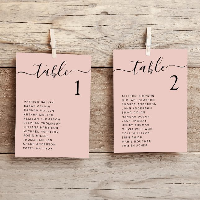 Tarjeta de gráfico de asientos de boda rosa Chic B (Subido por el creador)