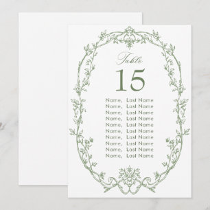 Tarjeta de gráfico de asientos de Boda verde de sa