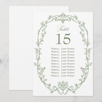 Tarjeta de gráfico de asientos de Boda verde de sa