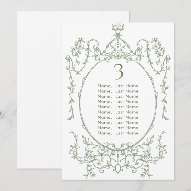 Tarjeta de gráfico de asientos de Boda verde de sa (Anverso / Reverso)