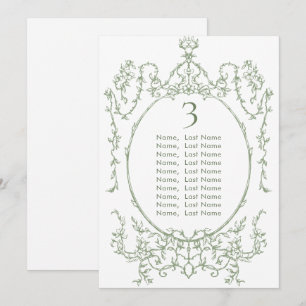 Tarjeta de gráfico de asientos de Boda verde de sa