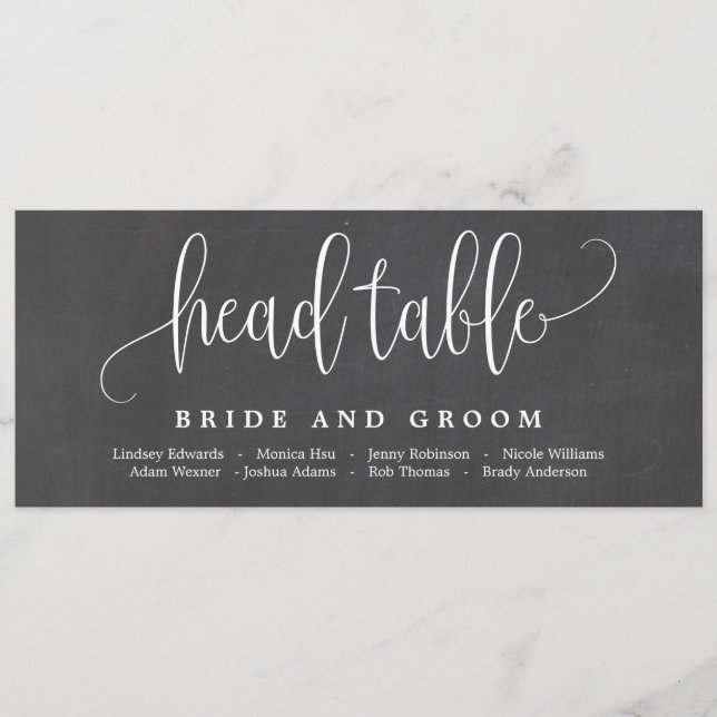 Tarjeta de gráfico de asientos de caligrafía encan (Anverso)