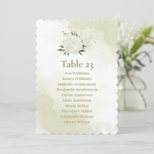 tarjeta de gráfico de asientos de flores blancas b
