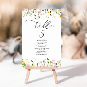 Tarjeta de gráfico de asientos de flores silvestre