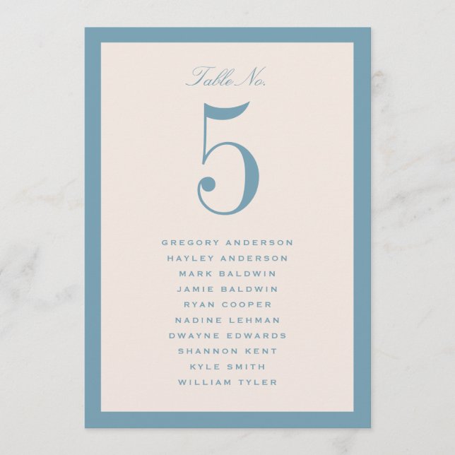 Tarjeta de gráfico de asientos de mesa de boda (Anverso)
