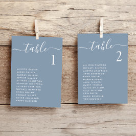 Tarjeta de gráfico de asientos de mesa de boda azu