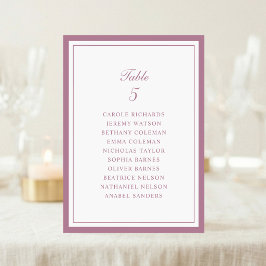 Tarjeta de gráfico de asientos de mesa de boda con