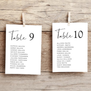 Tarjeta de gráfico de asientos de mesa de boda con