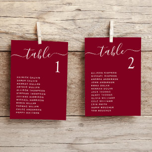 Tarjeta de gráfico de asientos de mesa de boda con