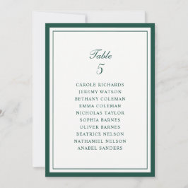 Tarjeta de gráfico de asientos de mesa de boda con