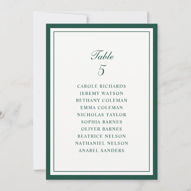 Tarjeta de gráfico de asientos de mesa de boda con (Anverso)