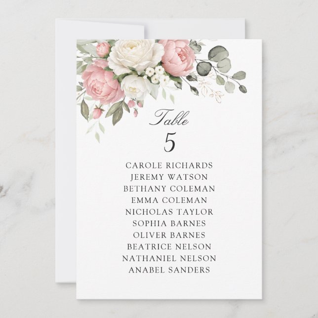 Tarjeta de gráfico de asientos de mesa de boda de  (Anverso)