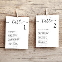 Tarjeta de gráfico de asientos de mesa de boda de