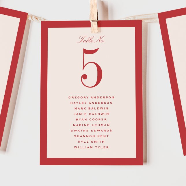 Tarjeta de gráfico de asientos de mesa de boda roj (Subido por el creador)