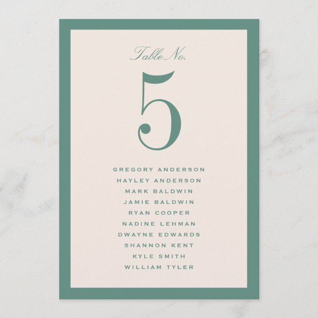Tarjeta de gráfico de asientos de mesa de boda ver (Anverso)