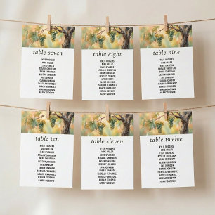 Tarjeta de gráfico de asientos de uvas rústicas de