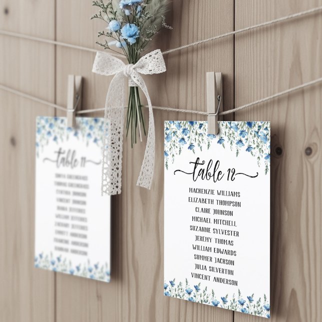 Tarjeta de gráfico de asientos del Boda Blue Boho  (Order as Printed Card or Digital Download!)