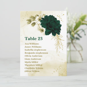 tarjeta de gráfico de asientos floral de marfil ve