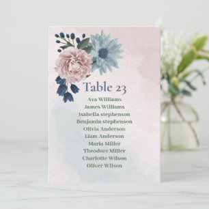 tarjeta de gráfico de asientos floral verde azul r