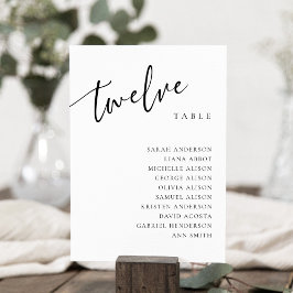Tarjeta de gráfico de asientos número 12 doce