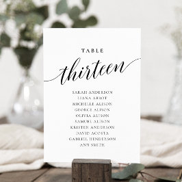 Tarjeta de gráfico de asientos número trece de tab