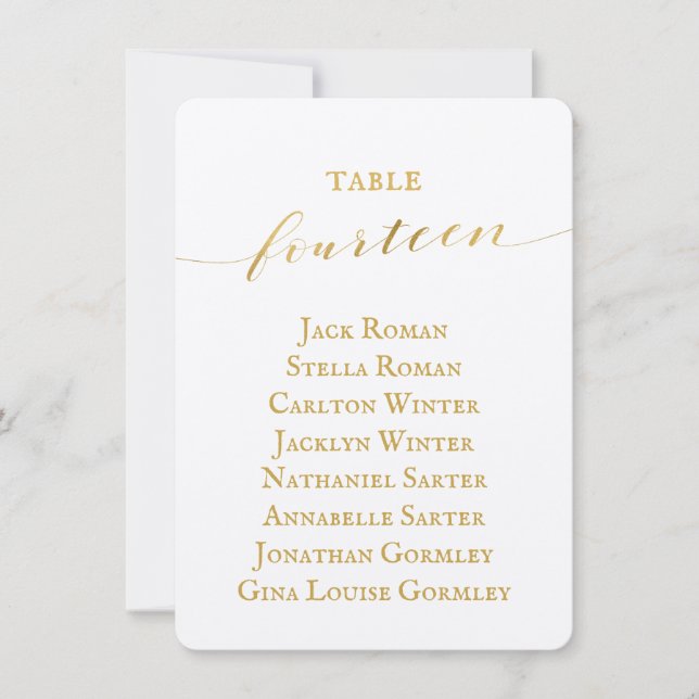 Tarjeta de gráfico de asientos para Boda de caligr (Anverso)