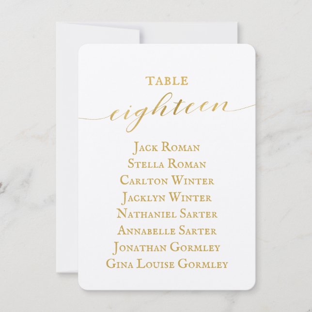 Tarjeta de gráfico de asientos para Boda de caligr (Anverso)