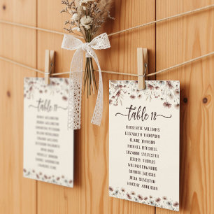 Tarjeta de gráfico de asientos para Bodas de Boho 