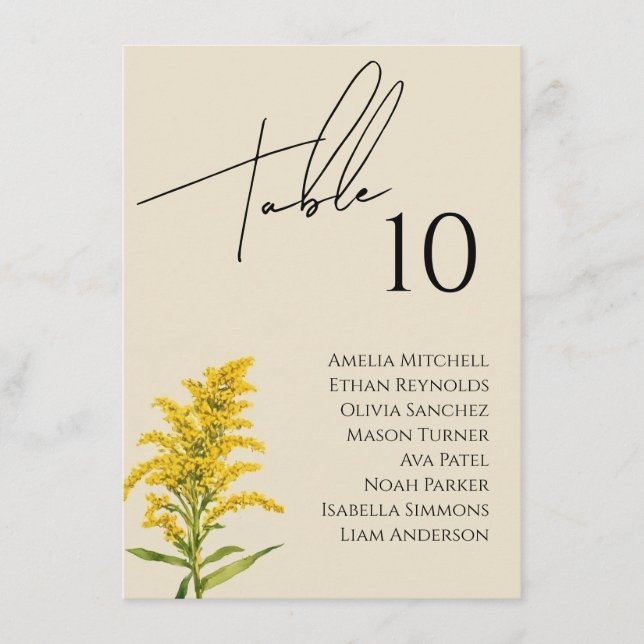 Tarjeta de gráfico de asientos para Bodas de flore (Anverso)