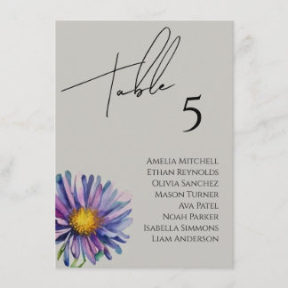 Tarjeta de gráfico de asientos para Bodas de flore