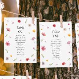 Tarjeta de gráfico de asientos para Bodas de flore