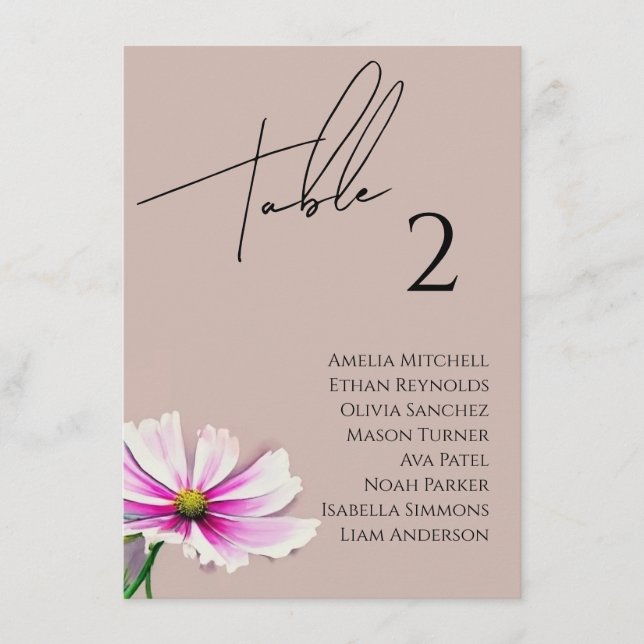 Tarjeta de gráfico de asientos para Bodas de flore (Anverso)