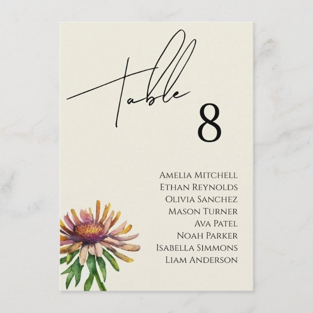Tarjeta de gráfico de asientos para Bodas de flore (Anverso)