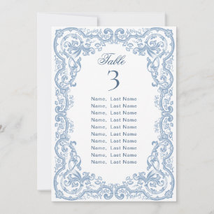 Tarjeta de gráfico de asientos victoriana Blue Orn