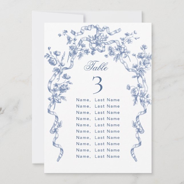 Tarjeta de gráfico de asientos victoriana Blue Orn (Anverso)