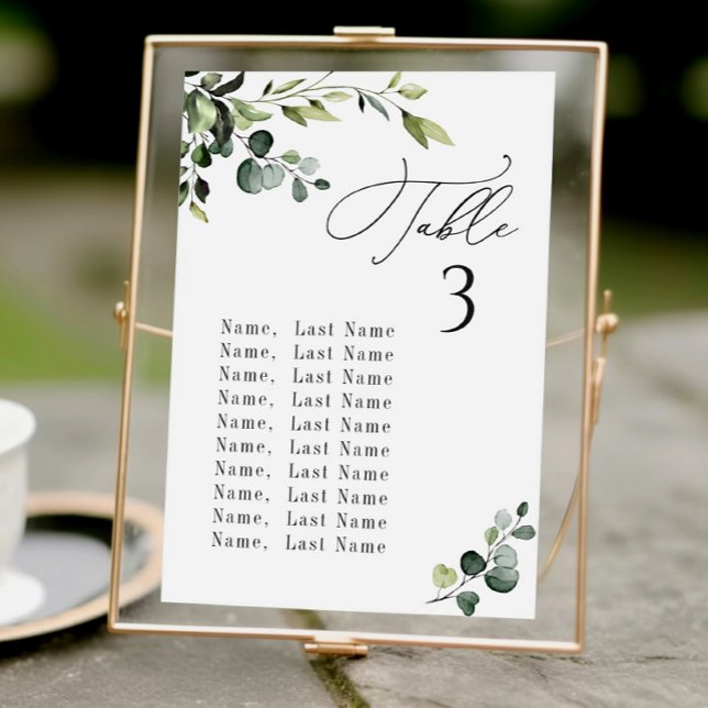 Tarjeta de gráfico de la tabla del Boda Eucalyptus (Subido por el creador)