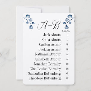 Tarjeta de Gráfico de Mesa de Invitados Alfabeto d