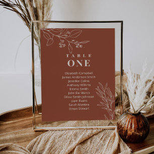 Tarjeta de gráficos de asientos de boda de terraco