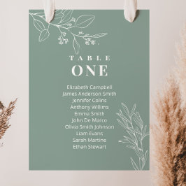 Tarjeta de Gráficos de Asientos de Boda Verde Salv