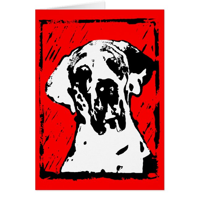 Tarjeta de Gran Danés de impresión de Lino Cut – A (Frente)