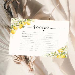 Tarjeta de gran receta de cítricos verdes limonero